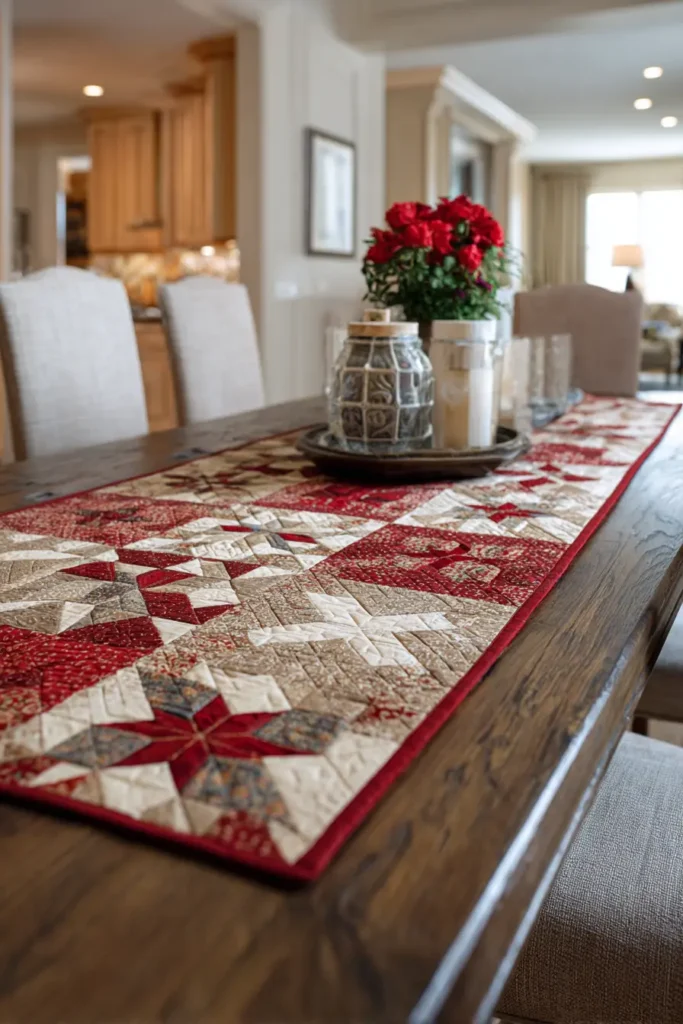 Traditional Nordic Star Quilt for Table Runners