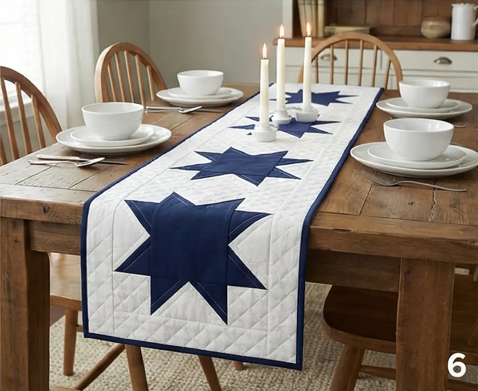 Traditional Nordic Star Quilt for Table Runners