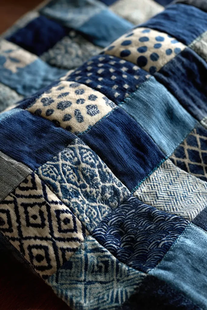 Traditional Sashiko Stitch Bed Covers for Zen Bedrooms