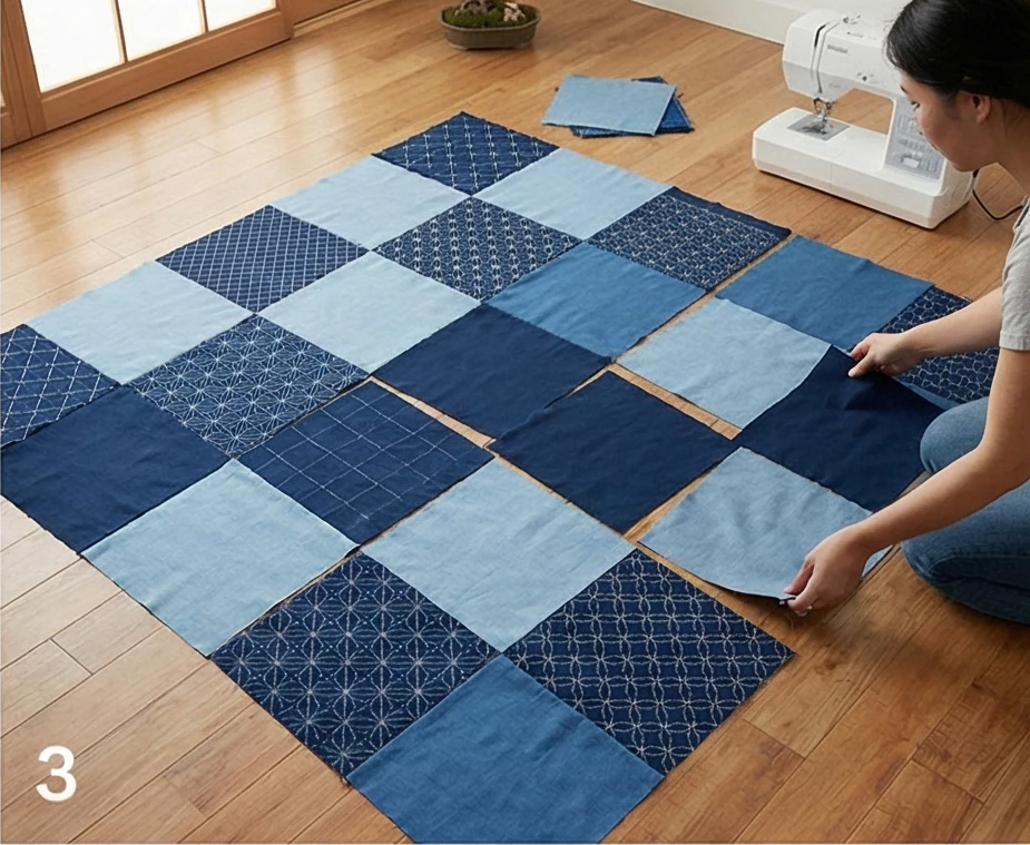 Traditional Sashiko Stitch Bed Covers for Zen Bedrooms