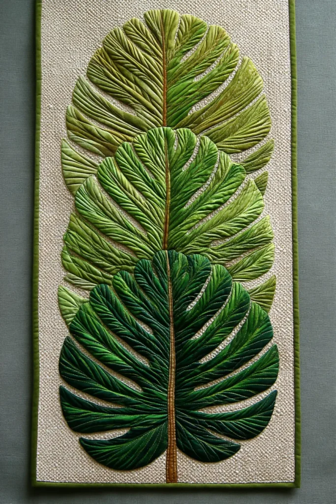 Tropical Palm Leaf Hawaiian Quilt Ideas for Table Runners