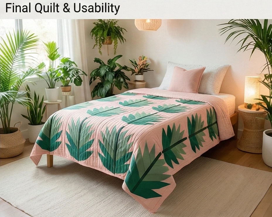 Tropical Palm Quilt Patterns for Comfortable Girls' Bed Covers