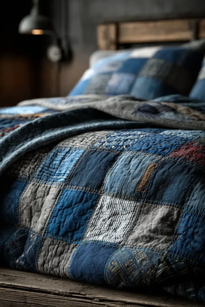 Upcycled Blue Jean Denim Quilt Patterns for Durable Boys' Bedding