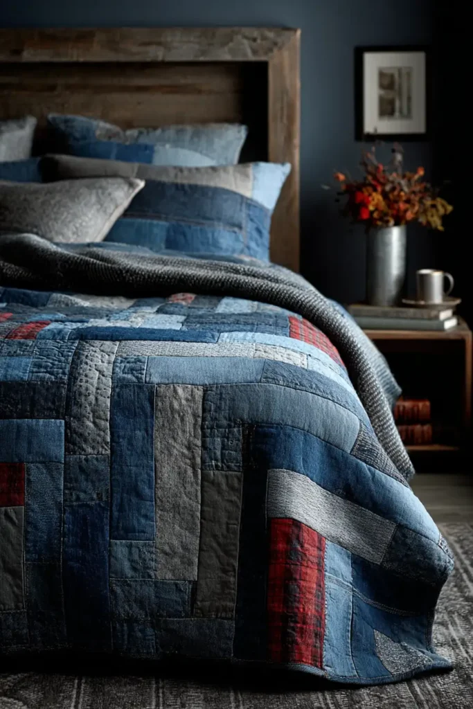 Upcycled Blue Jean Denim Quilt Patterns for Durable Boys' Bedding