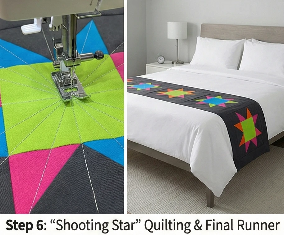 Vibrant Scrappy Star Bed Runners for a Pop of Color