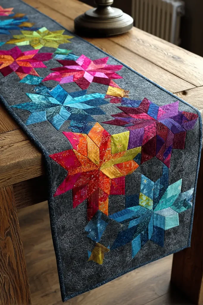 Vibrant Scrappy Star Bed Runners for a Pop of Color