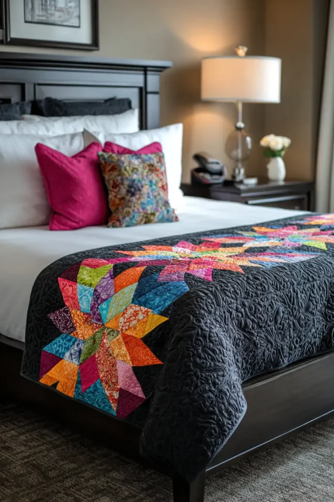 Vibrant Scrappy Star Bed Runners for a Pop of Color