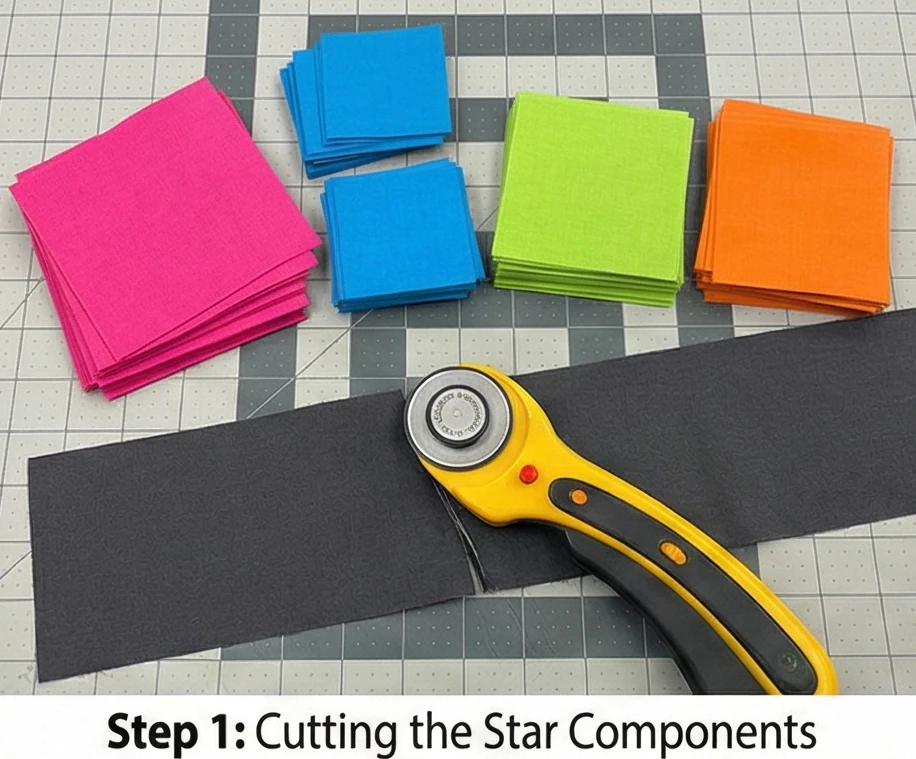 Vibrant Scrappy Star Bed Runners for a Pop of Color