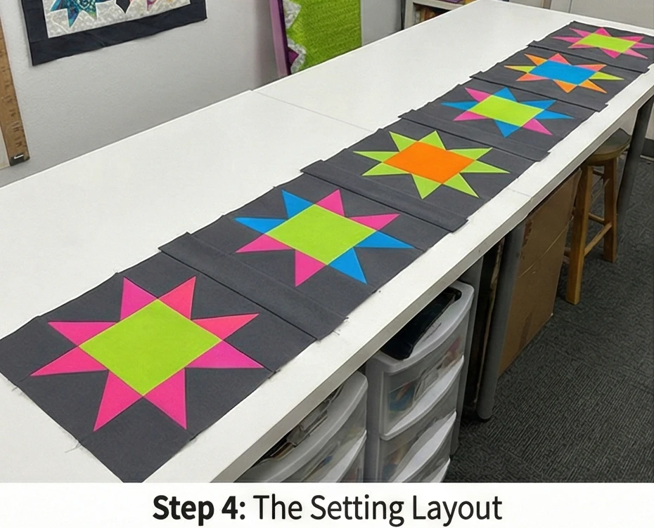 Vibrant Scrappy Star Bed Runners for a Pop of Color