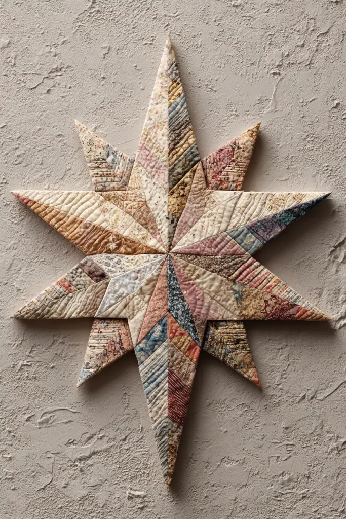 Vintage-Inspired Star Quilt Art Designs for Gallery Walls