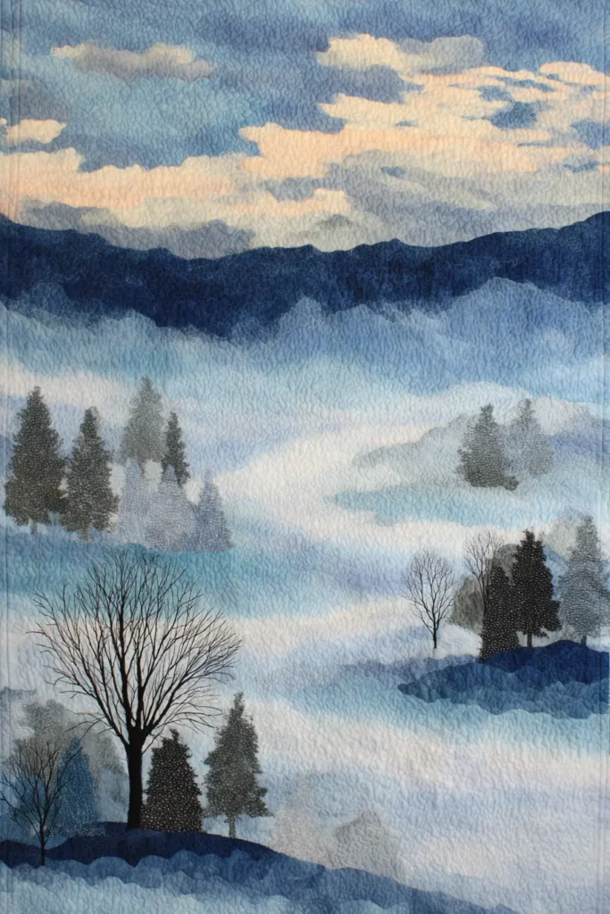 Winter Landscape Art Quilts with Insulated Batting
