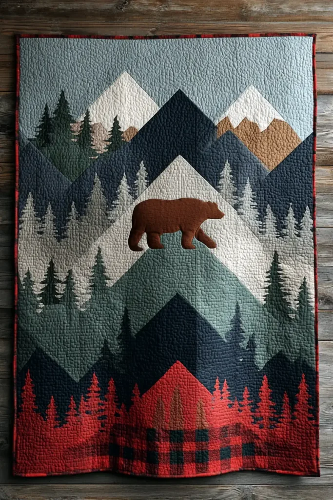 Woodland Bear and Mountain Quilt Themes for Nature Lovers