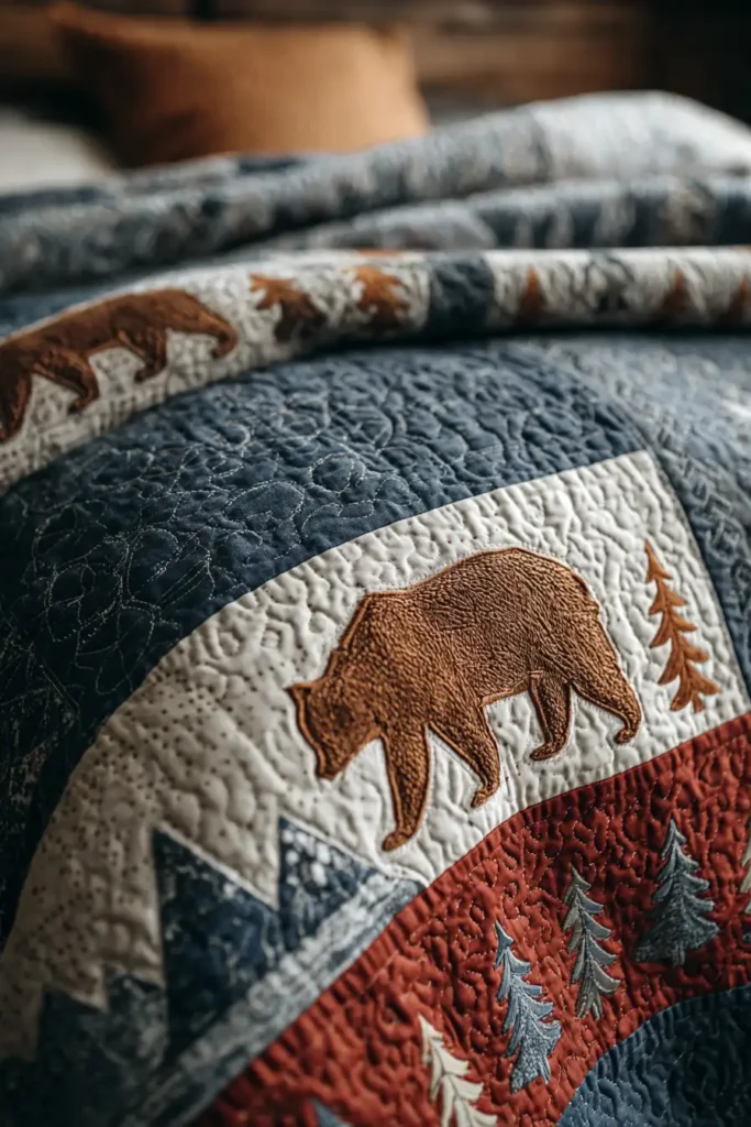 Woodland Bear and Mountain Quilt Themes for Nature Lovers