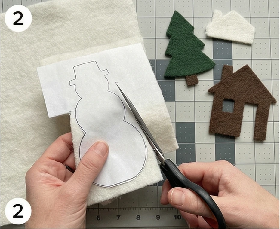 Wool Appliqué Folk Art Quilts with Winter-Inspired Scenes