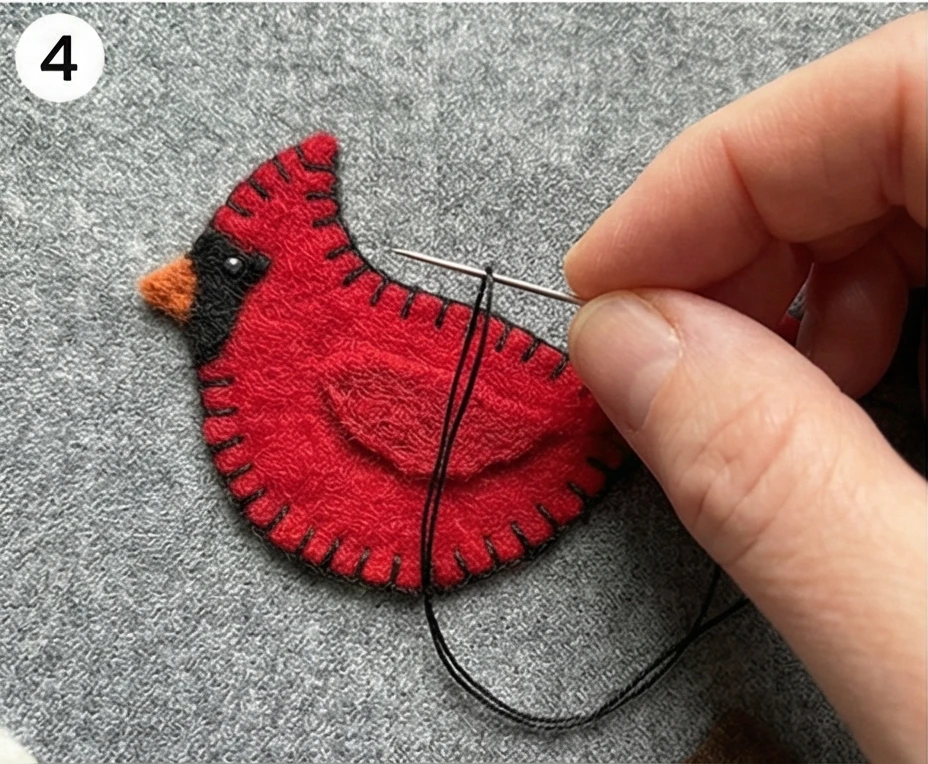 Wool Appliqué Folk Art Quilts with Winter-Inspired Scenes