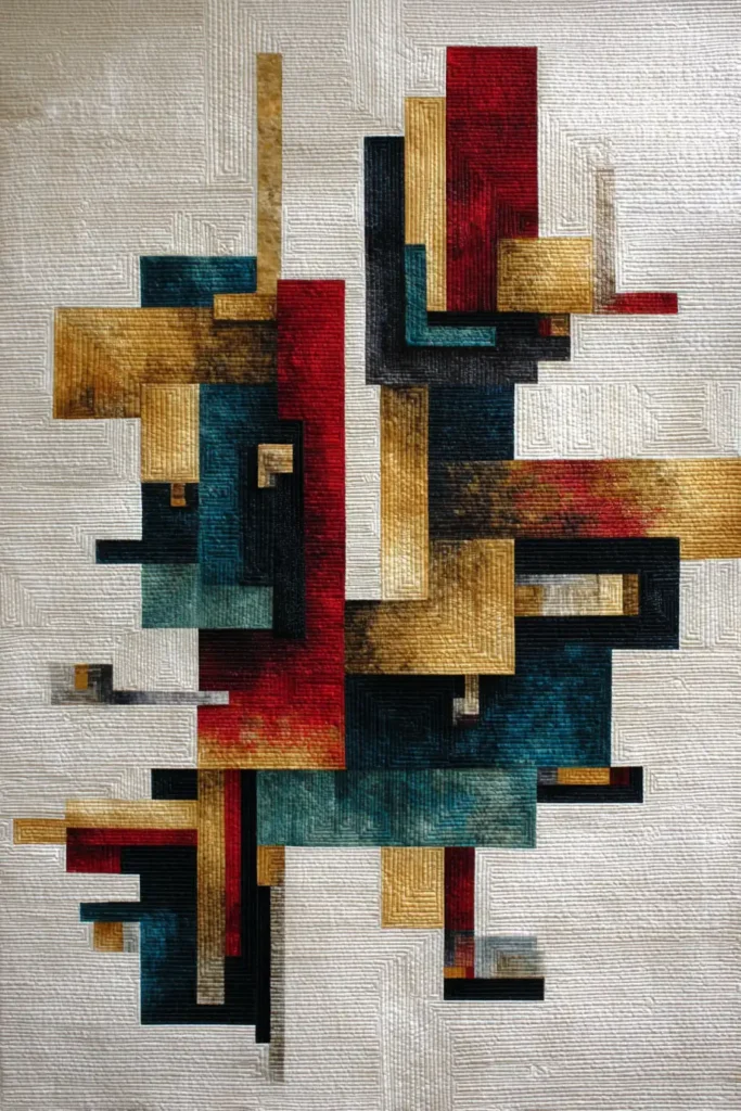 Abstract Log Cabin Quilt Pattern for Artistic Wall Hangings