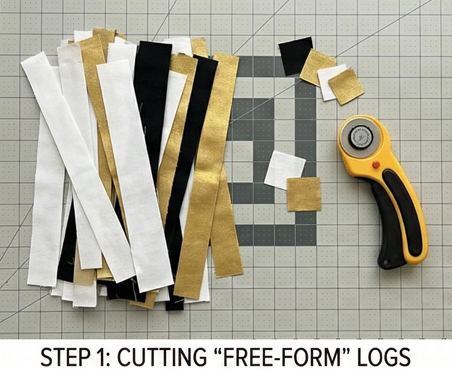 Abstract Log Cabin Quilt Pattern for Artistic Wall Hangings