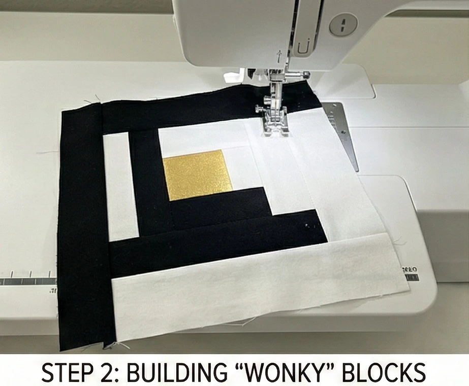 Abstract Log Cabin Quilt Pattern for Artistic Wall Hangings