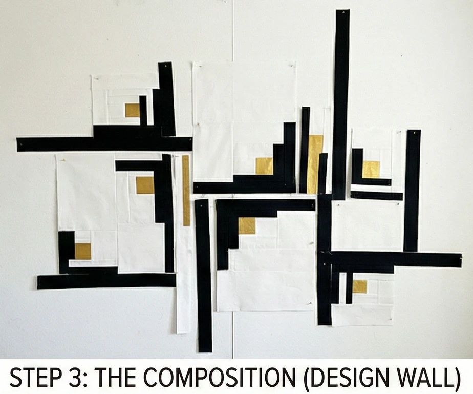 Abstract Log Cabin Quilt Pattern for Artistic Wall Hangings