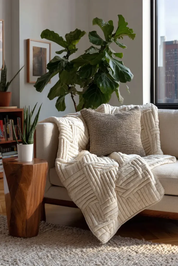 Architectural Graphic Quilt Throws for Stylish Living Rooms