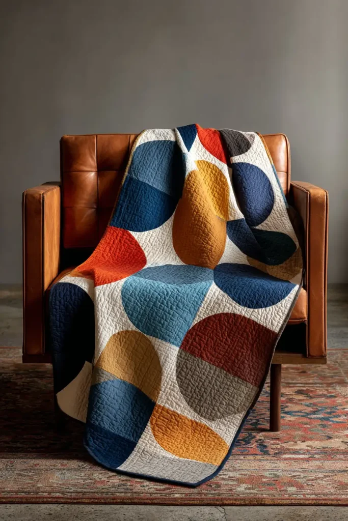 Architectural Graphic Quilt Throws for Stylish Living Rooms