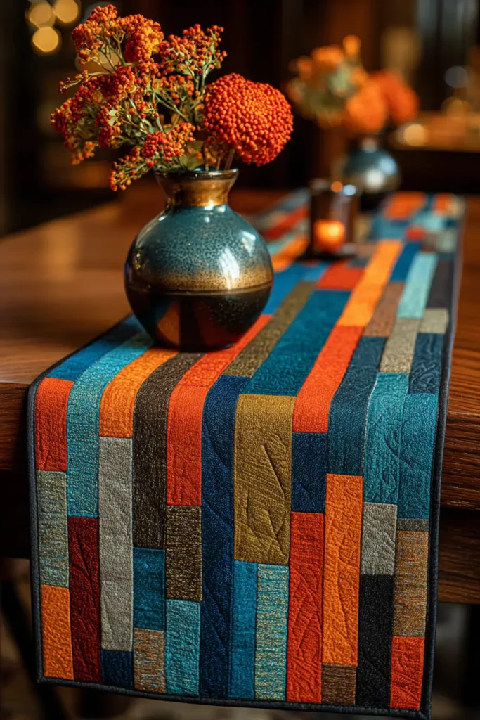 Asymmetrical Strip Quilt Designs for Unique Table Toppers