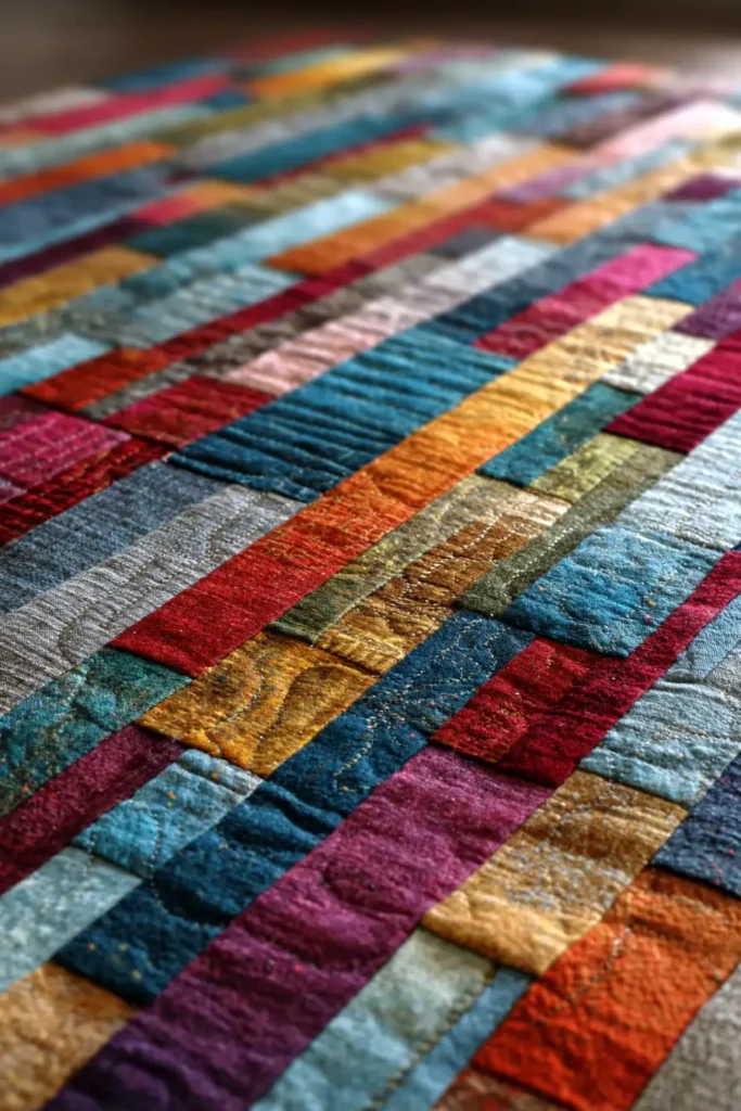 Asymmetrical Strip Quilt Designs for Unique Table Toppers