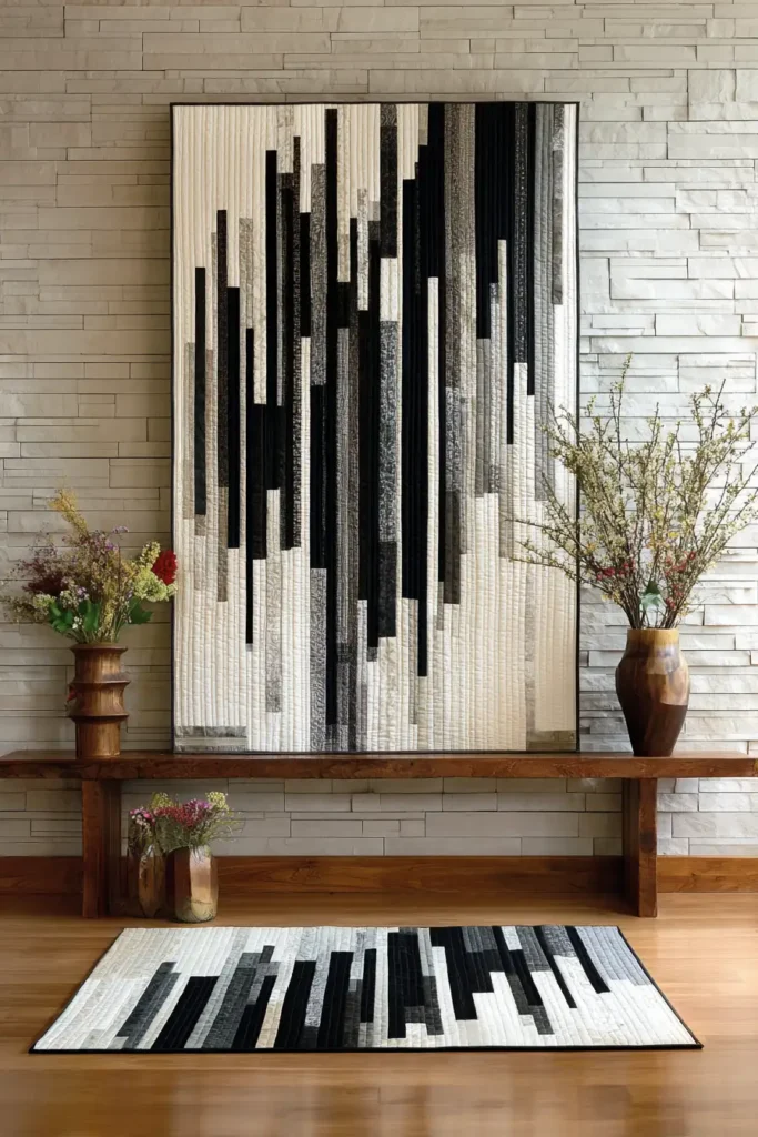 Asymmetrical Strip Quilt Designs for Unique Table Toppers