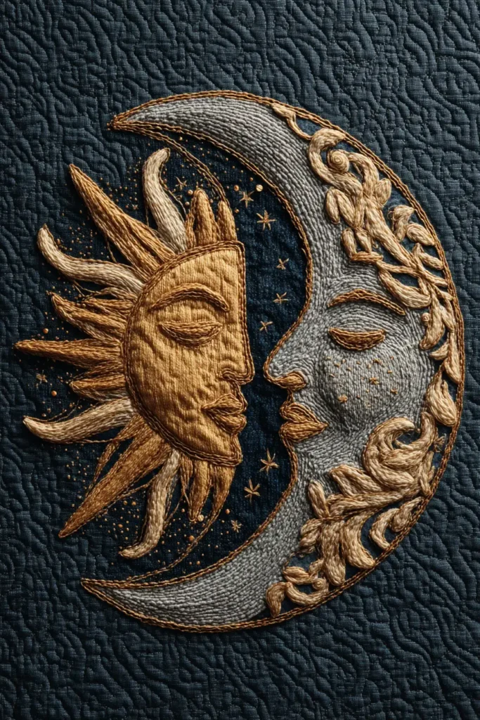 Celestial Sun and Moon Quilt Patterns for Mystical Wall Art