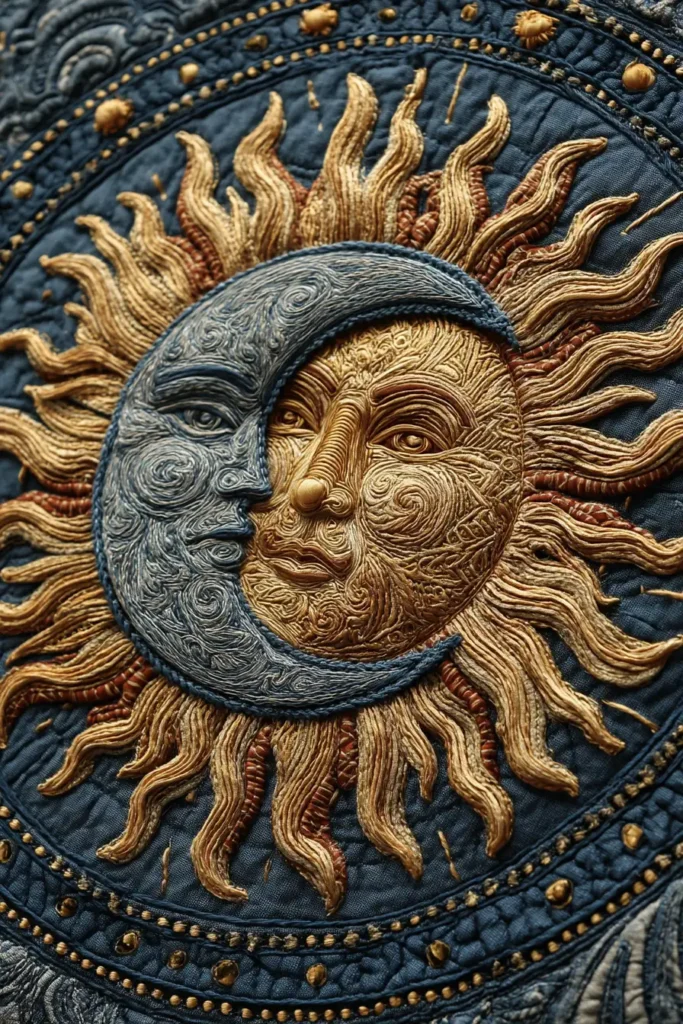 Celestial Sun and Moon Quilt Patterns for Mystical Wall Art