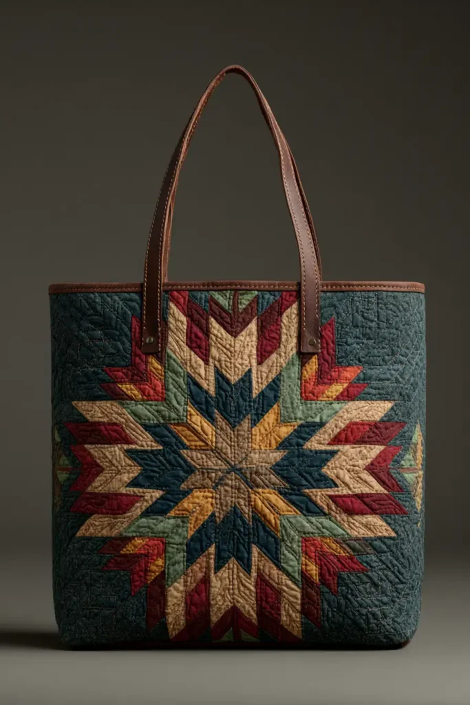 Chic Lakota Star Quilt Pattern Tote Bags for Everyday Elegance