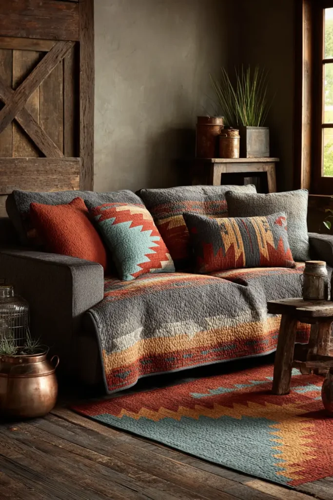 Chic Navajo Quilt Pattern Sofa Covers for Stylish Living Rooms