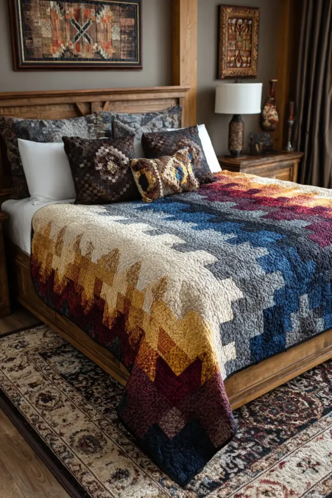 Classic Log Cabin Quilt Pattern for Cozy Bedroom Beds