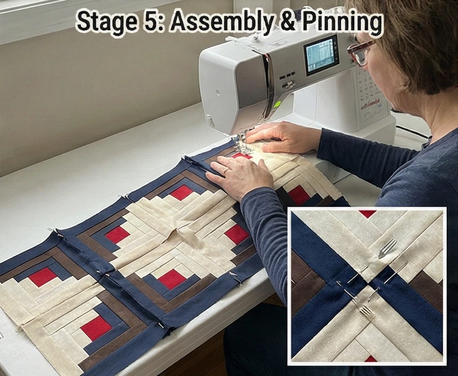 Classic Log Cabin Quilt Pattern for Cozy Bedroom Beds