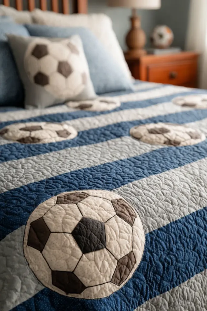Comfortable Soccer Star Quilt Patterns for Pillow Covers