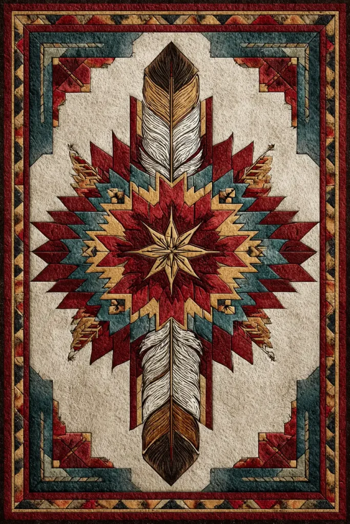 Cozy Lakota Star Lap Quilts for Relaxing Reading Nooks