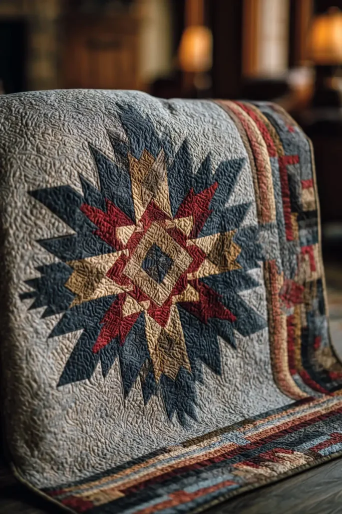 Cozy Lakota Star Lap Quilts for Relaxing Reading Nooks