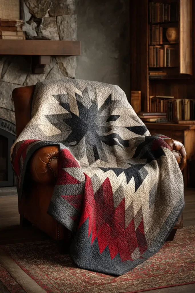 Cozy Lakota Star Lap Quilts for Relaxing Reading Nooks