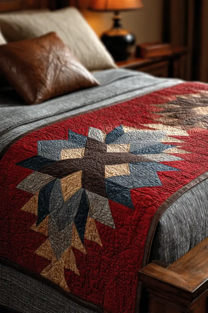 Cozy Lakota Star Quilted Bed Runners for Layered Bedding Elegance