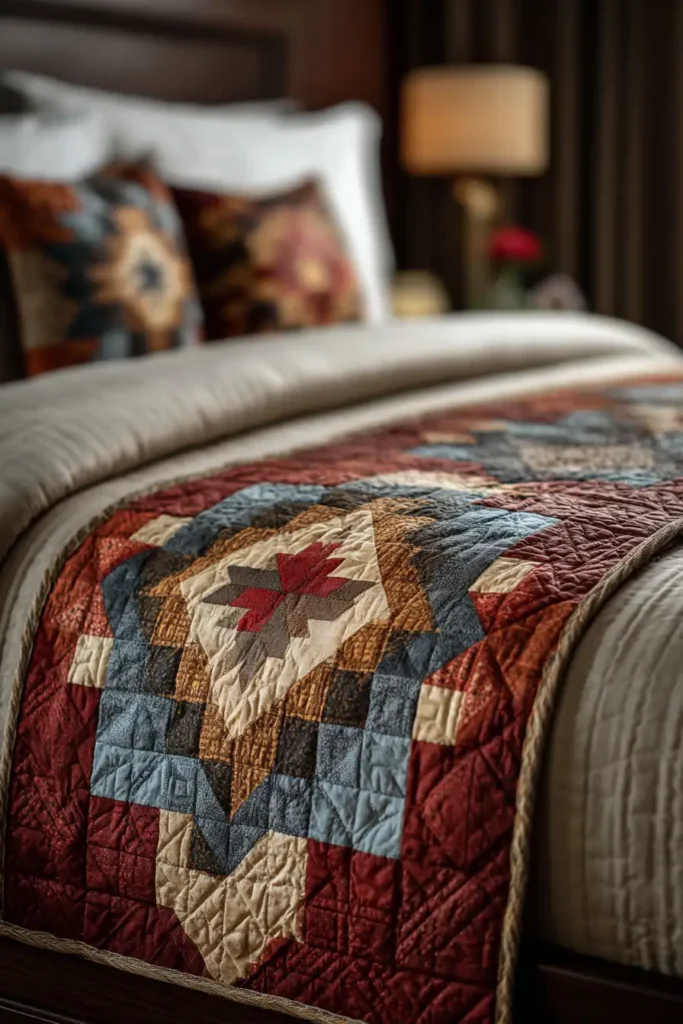 Cozy Lakota Star Quilted Bed Runners for Layered Bedding Elegance