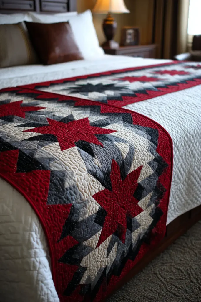 Cozy Lakota Star Quilted Bed Runners for Layered Bedding Elegance