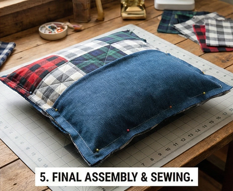 Cozy Plaid Patchwork Pillow Covers for Boys' Reading Nooks