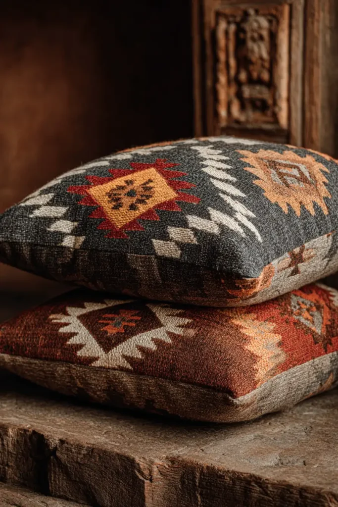 Cozy Quilted Navajo Floor Pillows for Relaxed Open Concept Spaces
