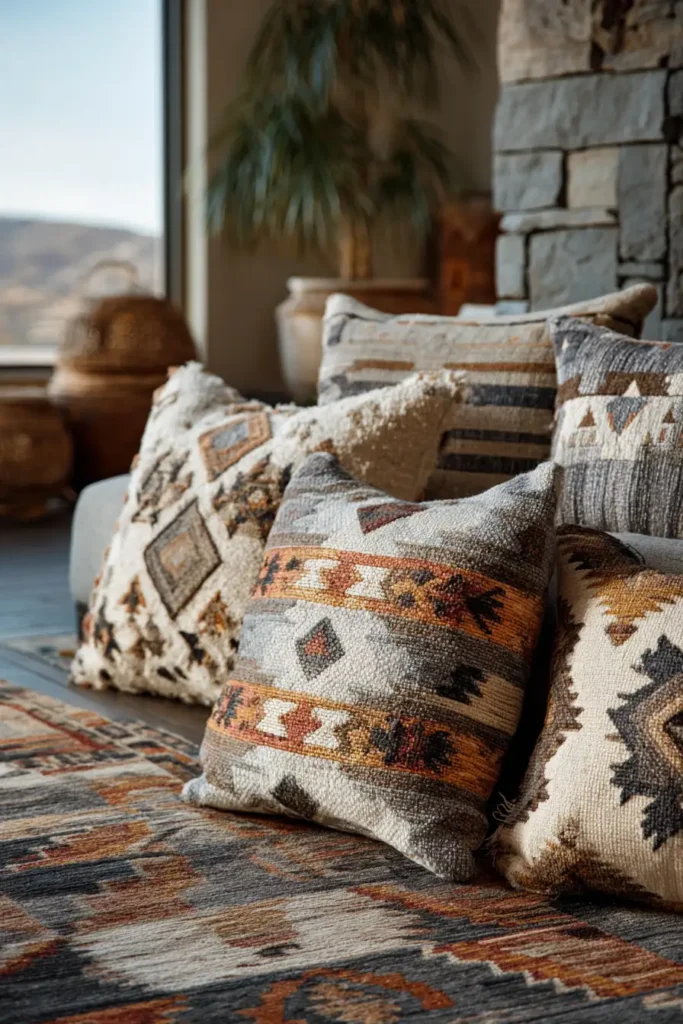 Cozy Quilted Navajo Floor Pillows for Relaxed Open Concept Spaces