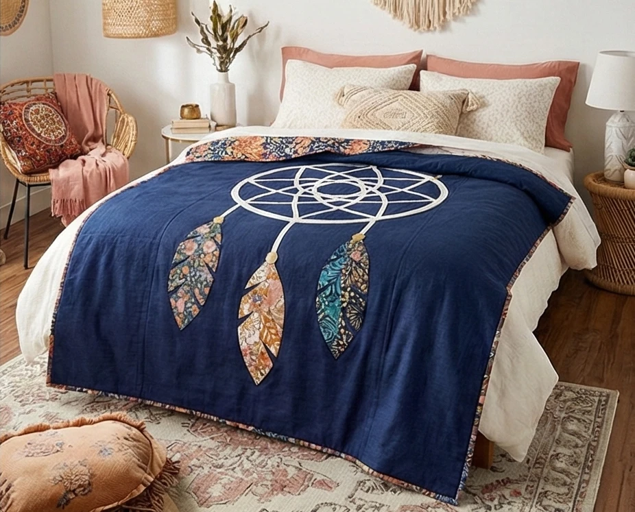 Dreamcatcher Motif Quilt Patterns for Whimsical Sleep