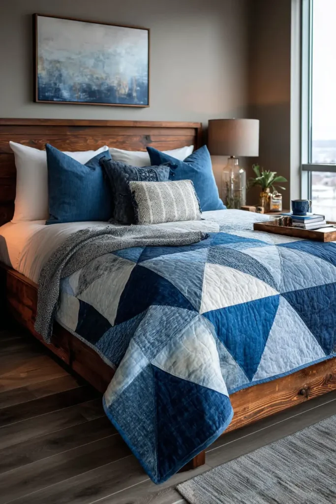 Durable Denim Modern Quilt Covers for Family Living