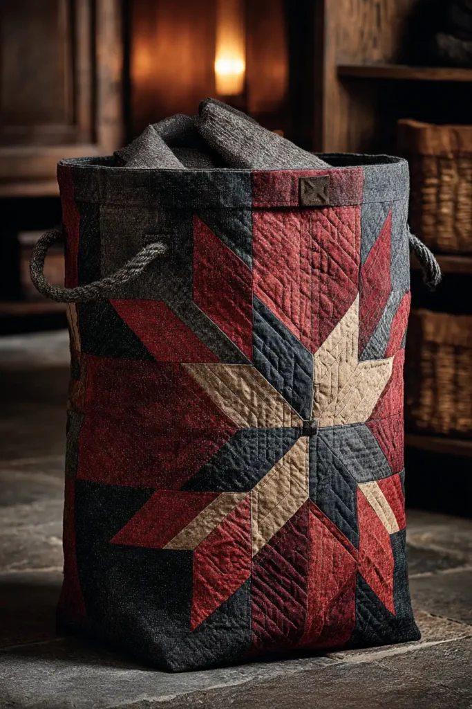 Durable Quilted Lakota Star Laundry Bags for Stylish Home Organization