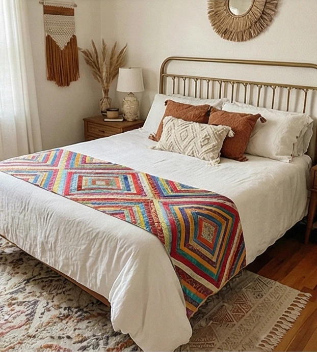 Eclectic Scrappy Boho Bed Runners for Stylish Accents