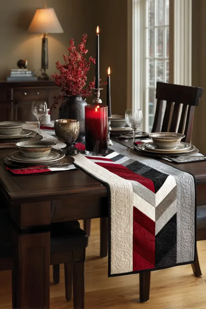 Elegant Jelly Roll Table Runners for Formal Dining Spaces