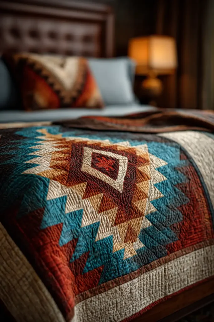 Elegant Navajo Quilt Pattern Designs for Master Bedroom Bed Covers
